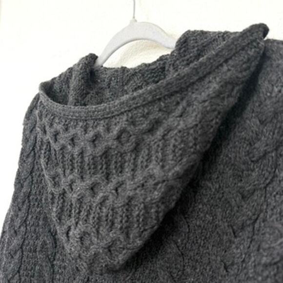 Aran Crafts Wool Hoodie Cardigan Coat Charcoal Cable Knit Cottagecore XS Ireland - Picture 8 of 8